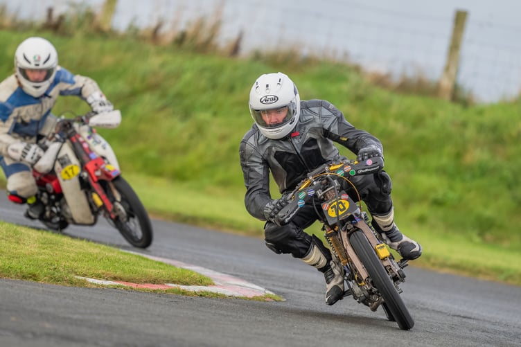 The battling plops of Chuck Bregazzi (No.70) dicing with rival Tom Dawson who was crowned 110 champion for a second year in a row (Photo: Hagar Photography)