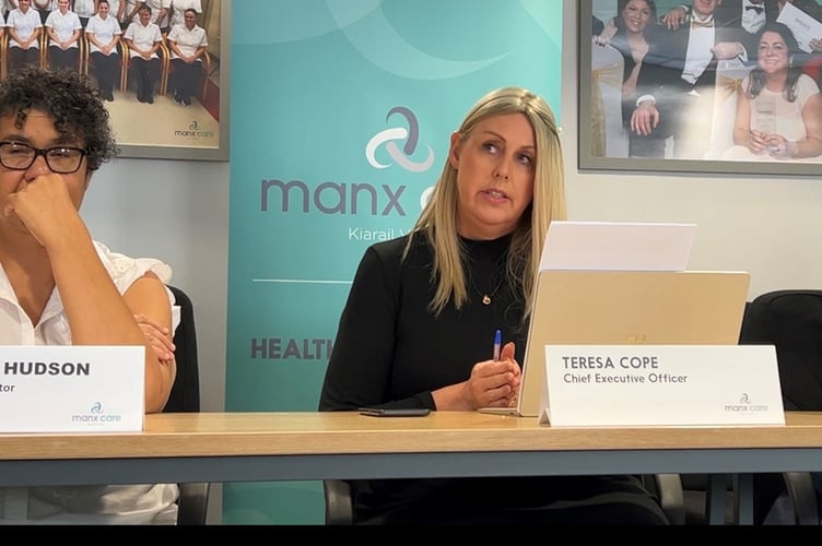 Manx Care CEO Teresa Cope at the Wednesday's media briefing