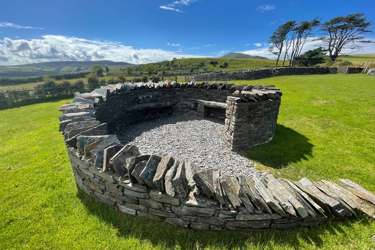 The stone circle seat at Charlie's View in Maughold