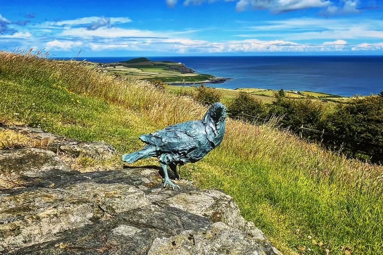 Bronze ravens can be seen at Charlie's View in Maughold