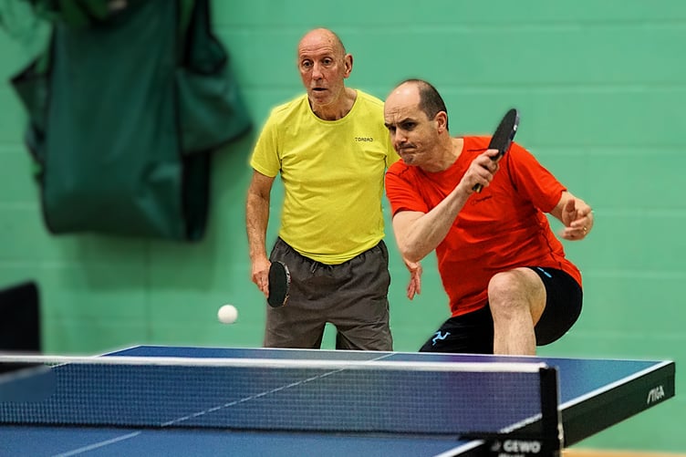 Malc Lewis (left) and John Shooter of Travellers B combined well in their matches in doubles week (Photo: Malcolm Lambert)