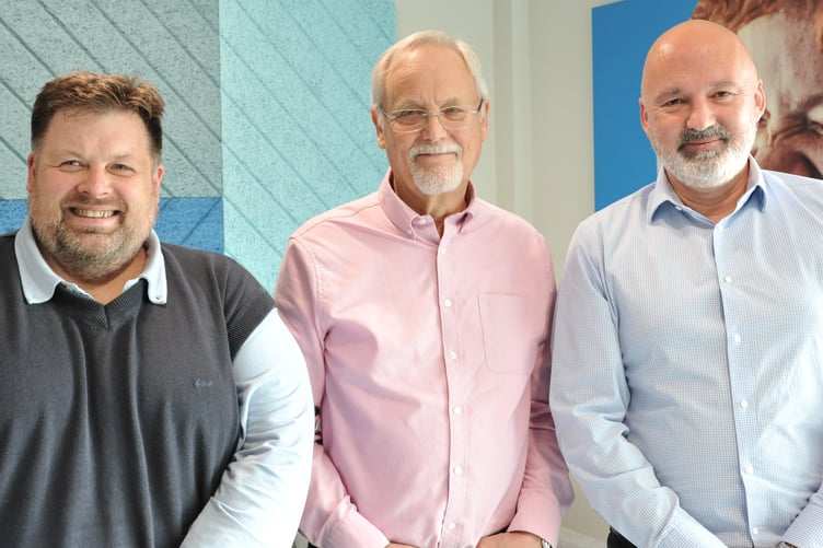 At Zurich House (left to right) are Mark Cady, chief operating officer, Zurich International Life; Geoff Watts, Zurich Financial Services Pensioners Association (ZFSPA) Isle of Man organiser; and Bruce Pearson, chief executive officer, Zurich International Life Ltd