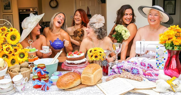 The cast of 'Calendar Girls' pose for the nude calendar