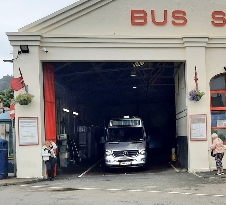 Minibus parked at Ramsey bus station