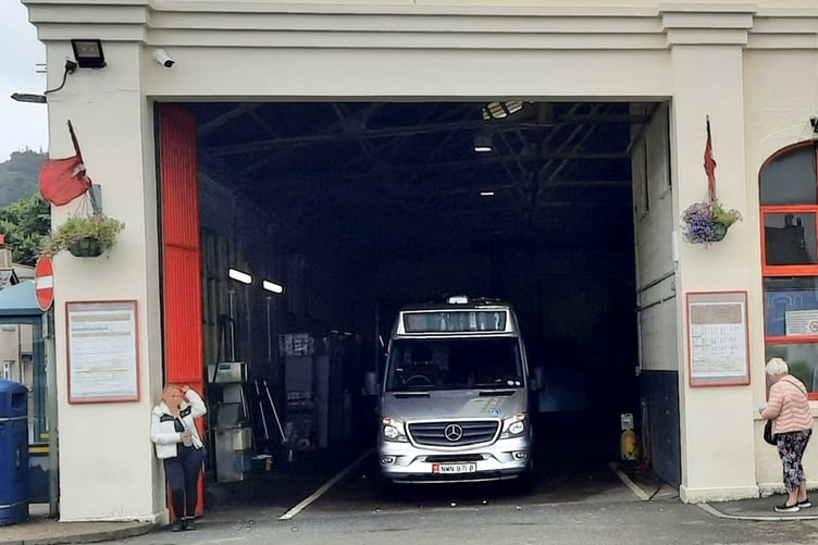 Minibus parked at Ramsey bus station