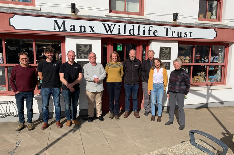 Manx Wildlife Trust staff and volunteers say farewell to Calf of Man warden Aron Sapsford (fourth left) after 11 seasons