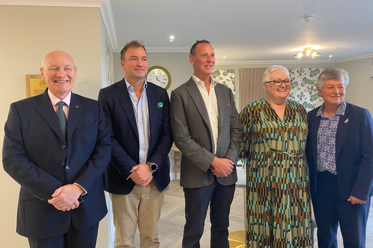 (Left to right) Lieutenant Governor Sir John Lorimer, LV Care Group's Nick Bettany, Chris Shelton and Tracey Gentry and Lady Philippa Lorimer