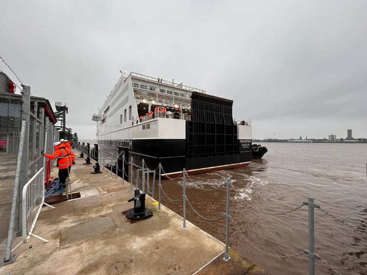 The Manxman making its first visit to the Isle of Man Ferry Terminal in Liverpool