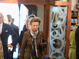 Watch as Princess Anne arrives at Peel Cathedral during Royal visit