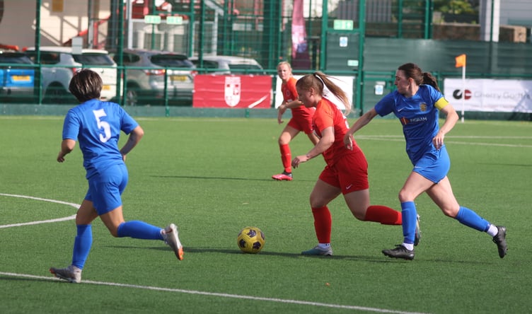 Erin Sells in action for the Isle of Man FA national women's football side (Photo: Paul Hatton)