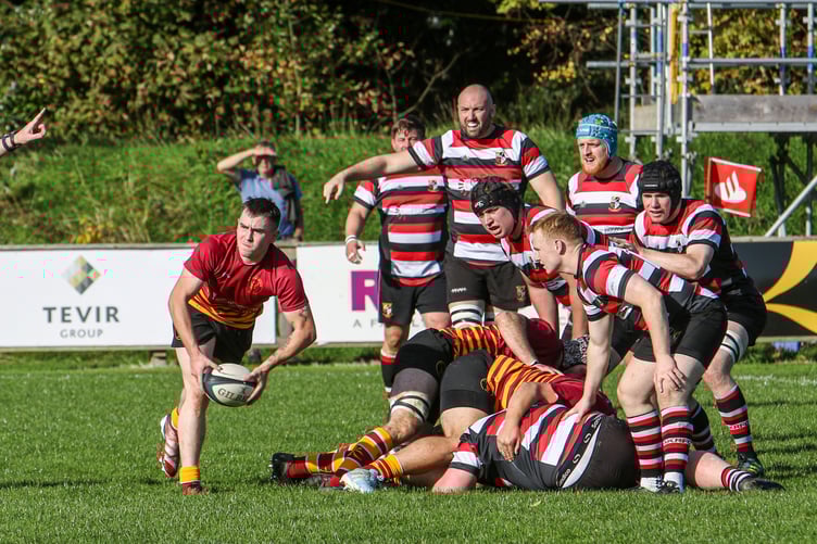 Douglas' new scrum-half Nathan Robson marked his home debut for the Port-e-Chee club with a man of the match performance in the Manx side's 37-14 victory over Altrincham Kersal on Saturday. Full report on page 44 (Photo: Richard Ebbutt)