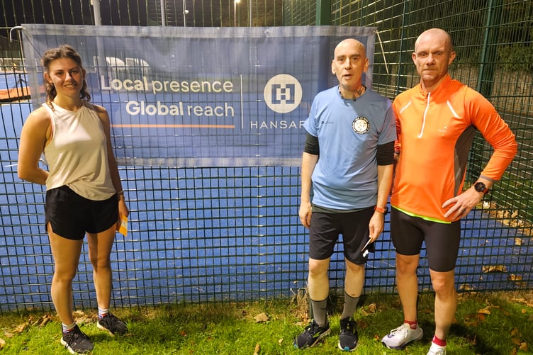 The top three in the 10km run: Alice Atkinson, Chris Hogben and Peter Callin