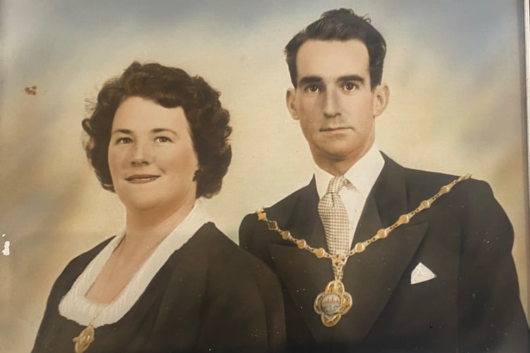 Audrey and Harrison Quirk in 1961 when Mr Quirk was chairman of Peel Town Commissioners