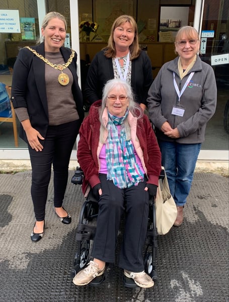 (Left to right) Mayor of Douglas Natalie Byron-Teare, Heather WIlliams (CIRCA centre manager), Helen (shopmobility buddy) and Janette (service user)