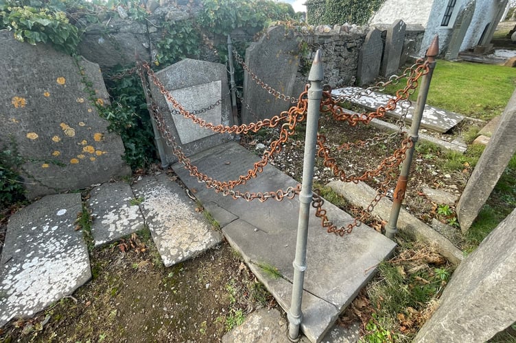 The 'Vampire Grave' at the churchyard in Malew