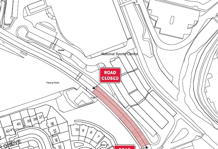 The section of Groves Road that will be closed for three months