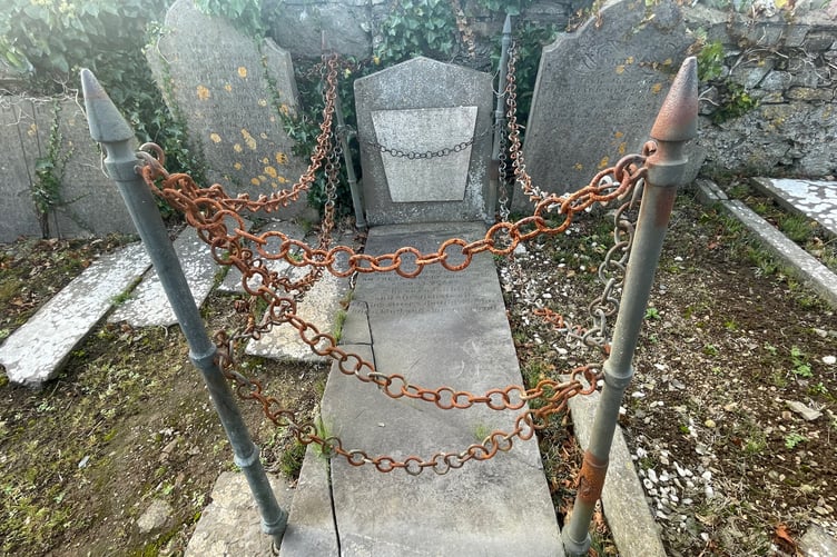 The 'Vampire Grave' at the churchyard in Malew