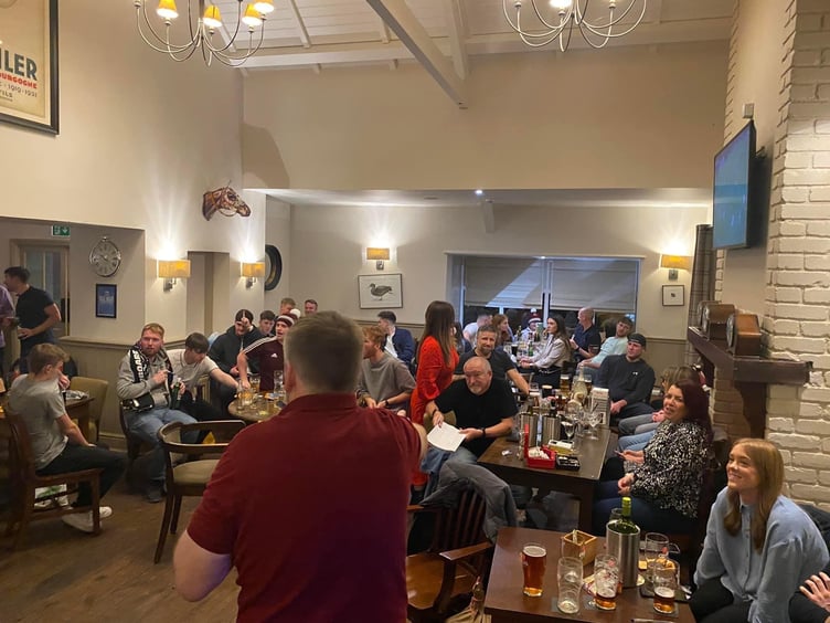 Auctioneer Boosh Kerruish at the popular Marown AFC Mhelliah at the Crosby Pub Hotel