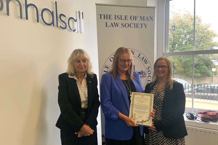 Maria Bridson is presented with Deemster Kerruish award