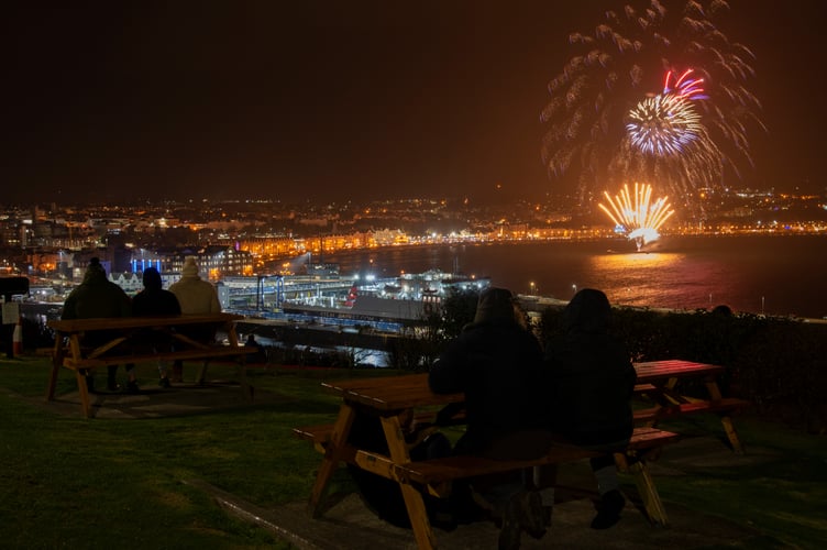 Douglas Firework Display pictured from Douglas Head