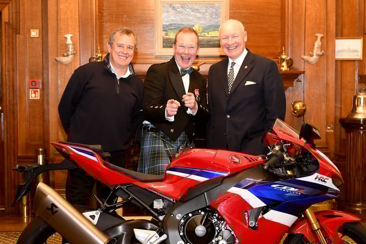 (L-r) John McGuiness MBE, Richard 'Milky' Quayle BEM and Lieutenant Governor Sir John Lorimer