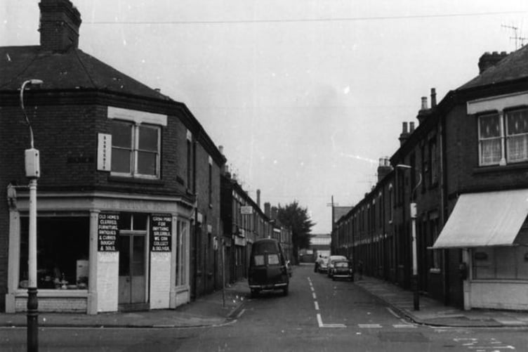 Kathleen's corner shop home in the 1970s prior to demolition