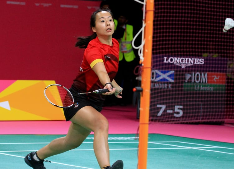 Jessica Li in action against Scotland's Kirsty Gilmour in the last-16 of the women's badminton singles at the 2022 Commonwealth Games (Photo: Dave Norton)