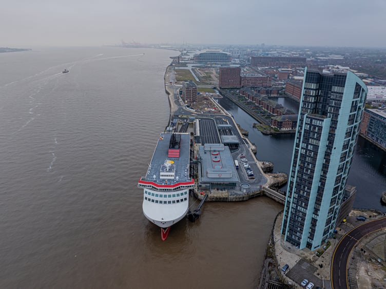 Manxman on the berth at the Isle of Man Ferry Terminal in Liverpool for the first time earlier this month
