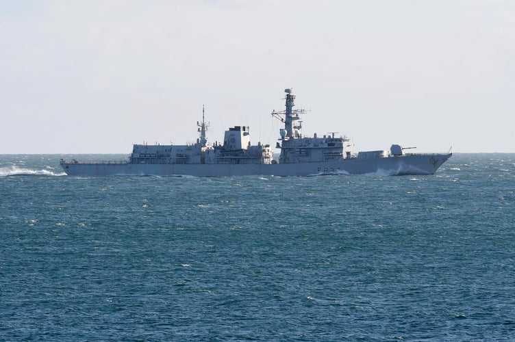 Royal Navy frigate HMS Westminster seen from Scarlett