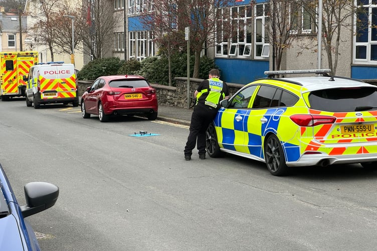 Police drone operator at the scene of the incident