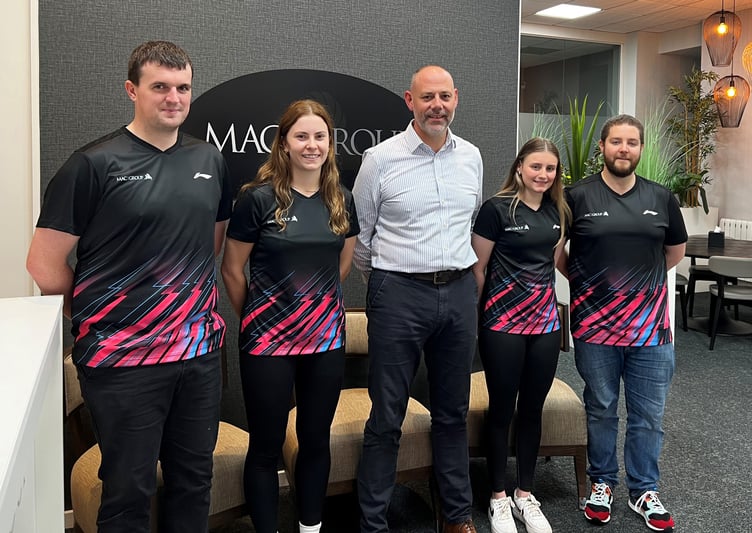 MAC Group's Ed Walter (centre) with several members of the Isle of Man badminton senior team prior to the Small States of Europe team competition in Nicosia, Cyprus last weekend