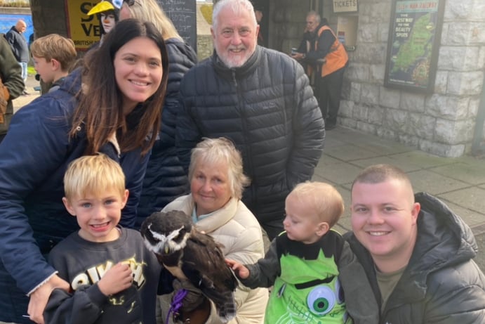 Families also got the chance to meet and feed an owl as part of the Hop-Tu-Naa ghost train experience