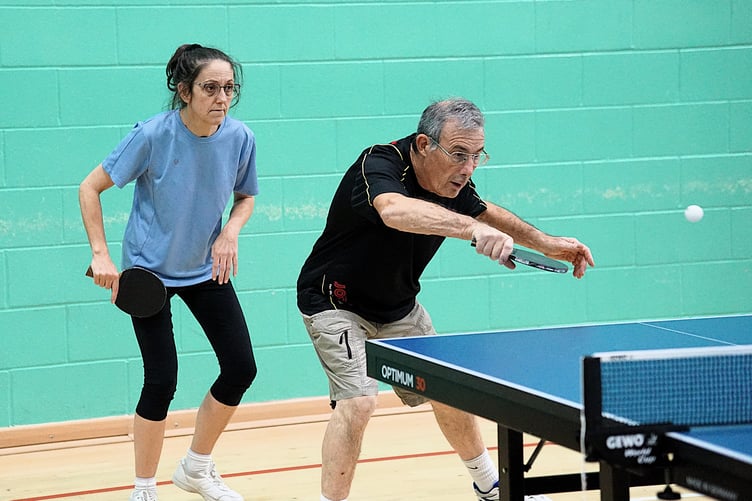 Lisa Lord and Geoff Ball were the winners of the Fun Doubles table tennis competition at the NSC (Photo: Malcolm Lambert)