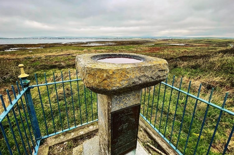 The memorial to Manx ornithologist Henry Madoc at Langness