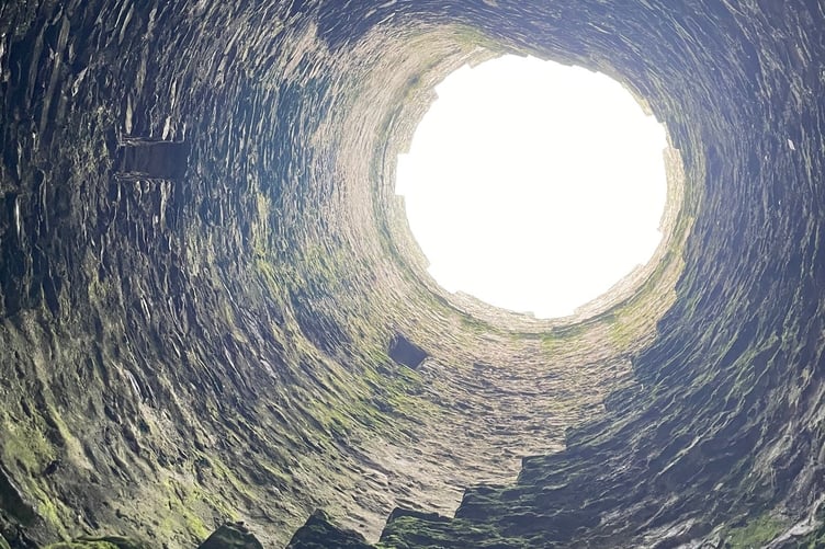 The spiral staircase inside the Herring Tower at Langness