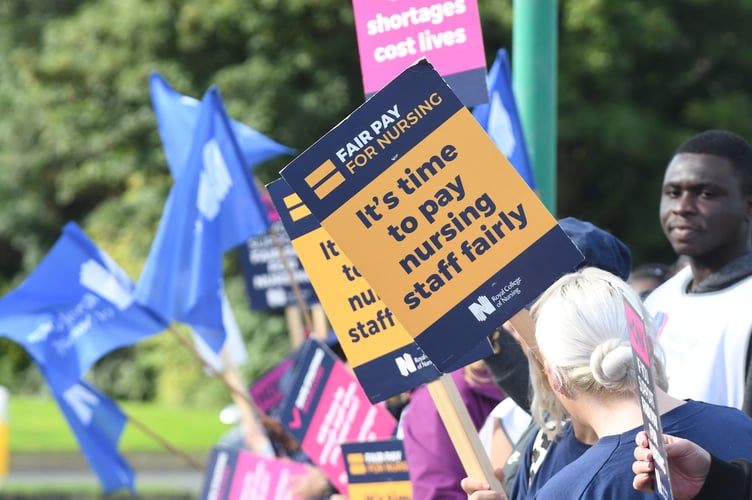 Strike action outside Noble's Hospital last year by members of the Royal College of Nursing (RCN)