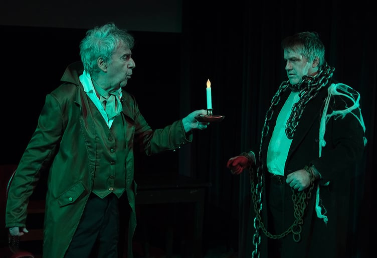 Jack Verity as Scrooge and Robert Clayton as the Ghost of Jacob Marley