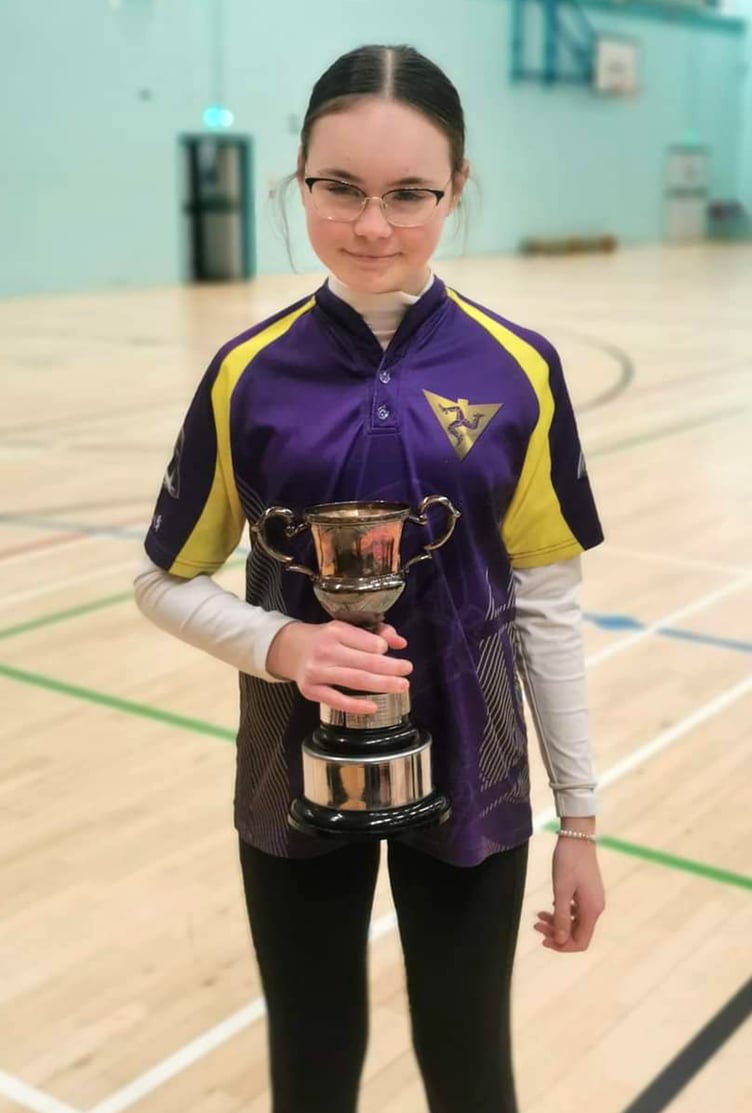 Erin Hainge with her junior girls trophy at the 2024 Northern Counties Indoor Championships