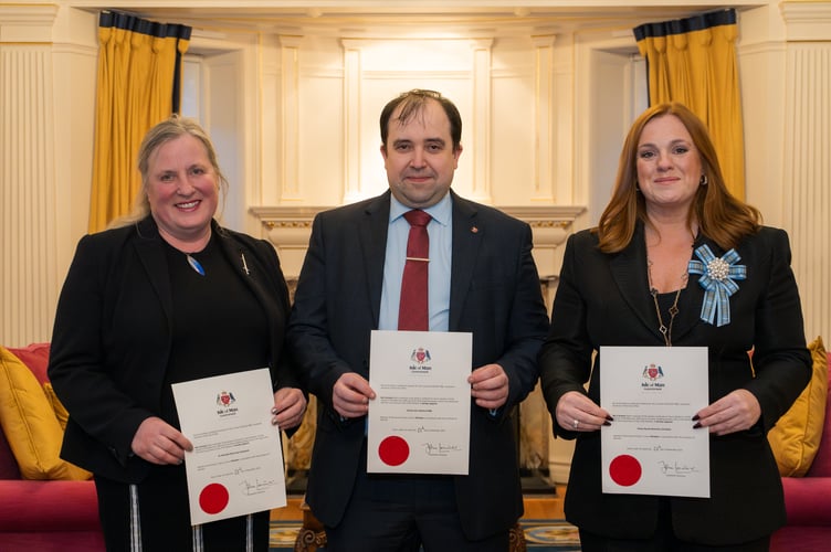 New Infrastructure Minister Michelle Haywood, Cabinet Office Minister David Ashford and Health Minister Claire Christian