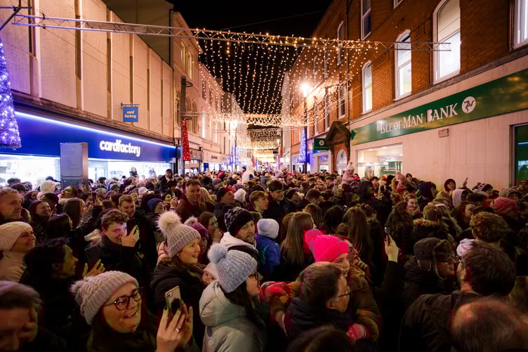 A full Strand Street looks up at the newly switched on Christmas lights (all pictures: Jewell Photography)