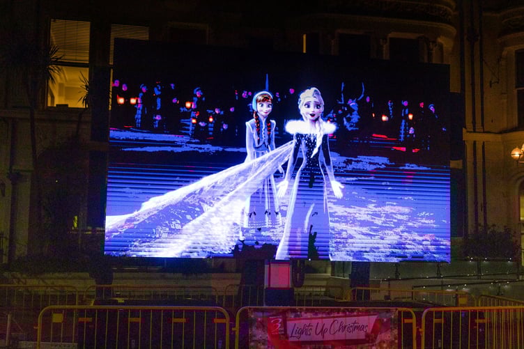 The big screen showing Frozen