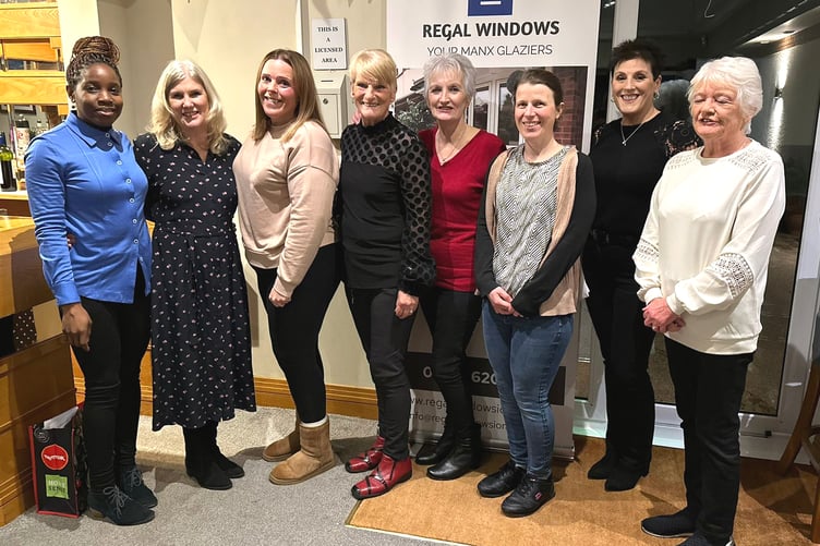 Some of the prizewinners at King Edward Bay Golf Club's presentation evening: (left to right) Faith Nyoni, lady captain Gail Jones, Natalie Bush, Sue McCourt, Lynne Cowley, Isabel Bloor, Catherine Colley and Sue Rutter.