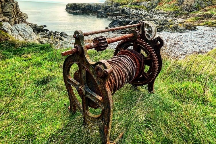 An old winch from iron mines or lime works at Maughold