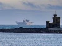 Pictures of huge Royal Navy warship HMS Prince of Wales in Manx waters