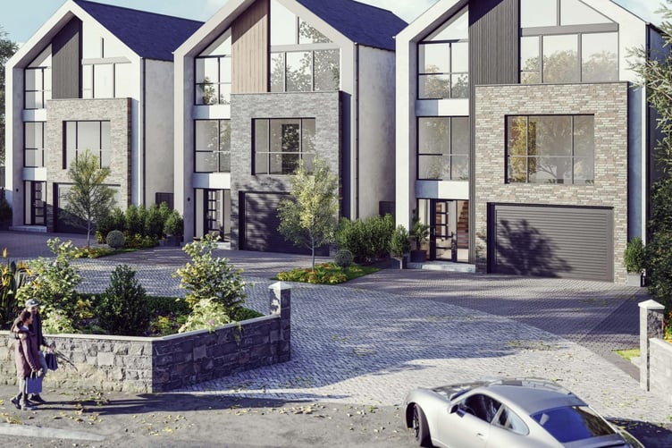 Artist's impression of three new townhouses planned in Ramsey