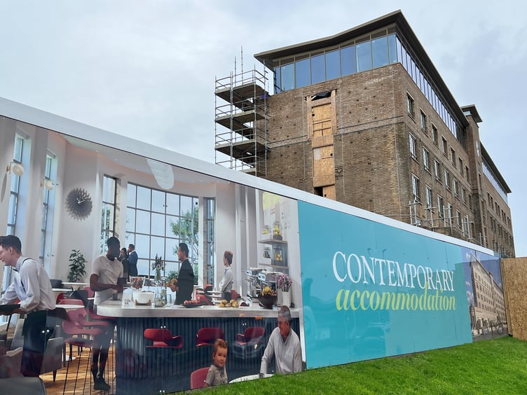 Much of the scaffolding has been removed from the old Nurses' Home