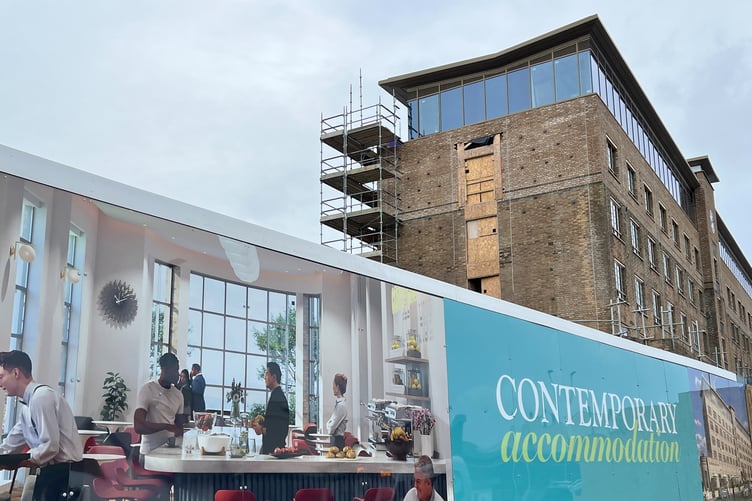 Much of the scaffolding has been removed from the old Nurses' Home