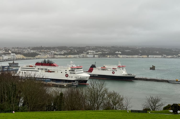 View of the Manxman and the Ben-my-Chree at Douglas Harbour earlier today