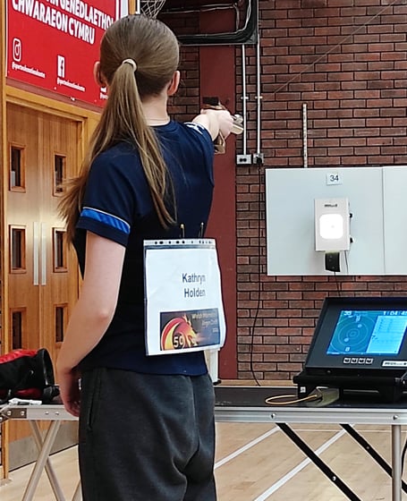 Isle of Man shooter Kathryn Holden in action at the 2024 Welsh International Open Airgun Championships