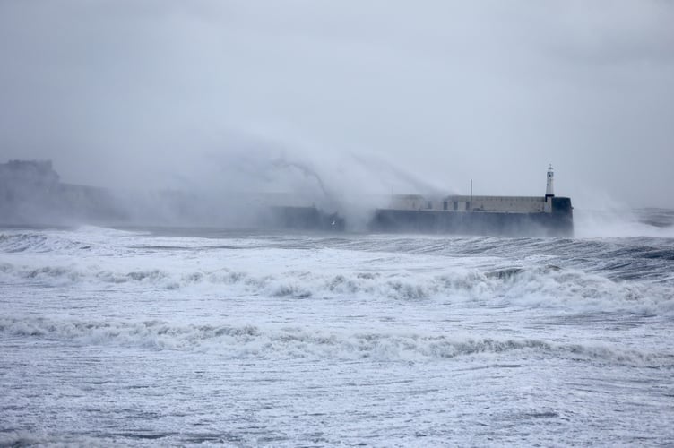 Peel Harbour feeling the full force of Storm Darragh this morning
